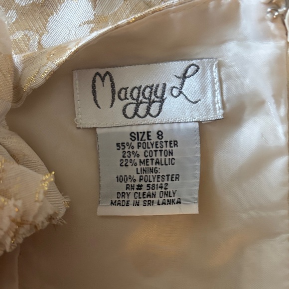 Chic Cream and Gold Ruffle Midi Dress - Picture 6 of 6